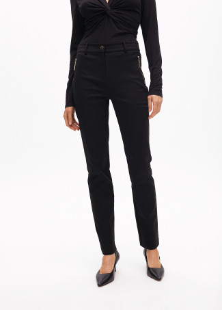Stretch fabric trousers with zipped pocket