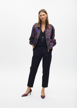 Bomber in Jacquard Floreale Metallico