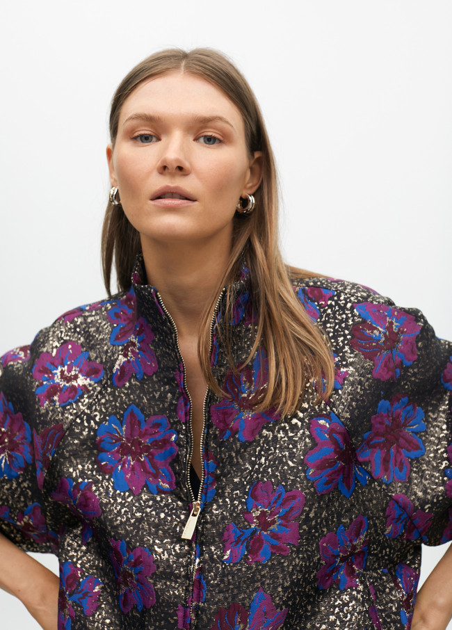 Bomber in Jacquard Floreale Metallico