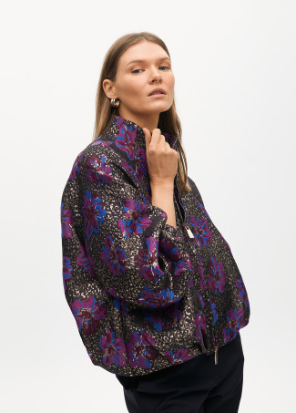 Metallic Floral Jacquard Bomber - Lola Casademunt
