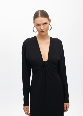 Vestido de punto detalle strass en hombros