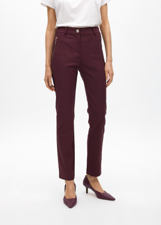 Stretch fabric trousers with zipped pocket