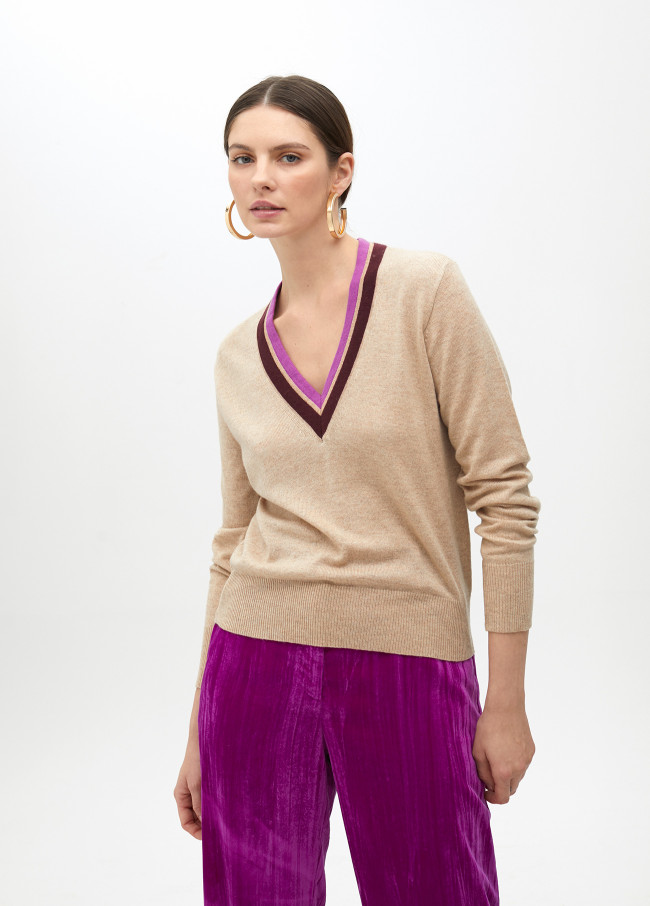 Jersey cuello bicolor