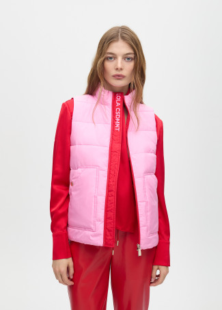 Gilet Court Matelassé à Contrastes