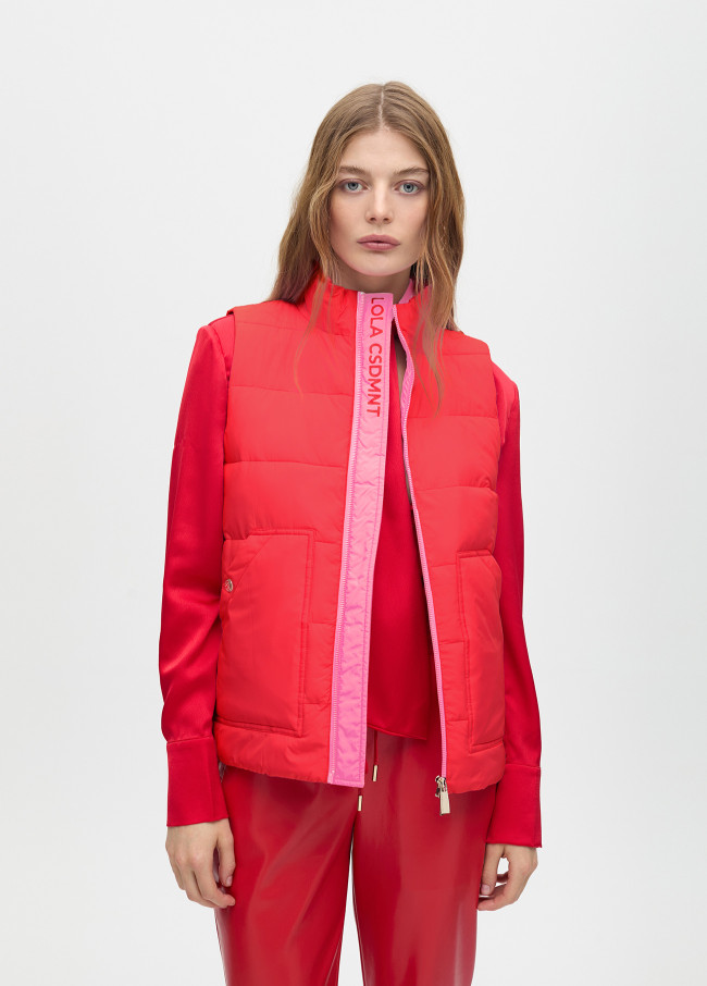 Gilet Court Matelassé à Contrastes