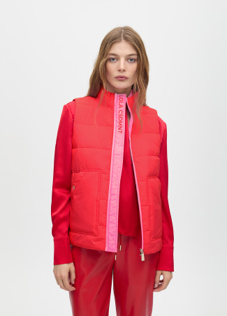 Gilet Court Matelassé à Contrastes