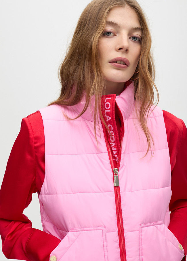 Gilet Court Matelassé à Contrastes