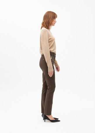 Stretch fabric trousers with zipped pocket