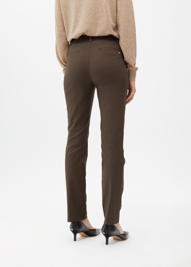 Stretch fabric trousers with zipped pocket
