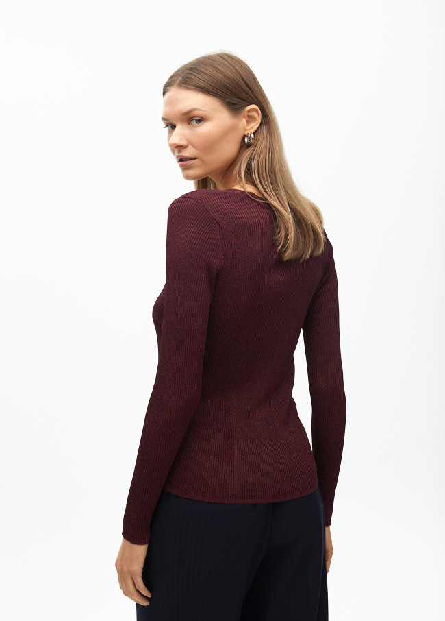 Fitted ribbed shimmer cardigan