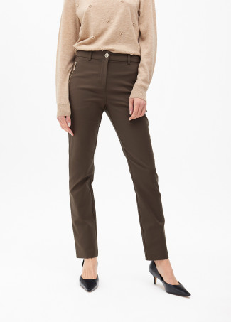 Stretch fabric trousers with zipped pocket
