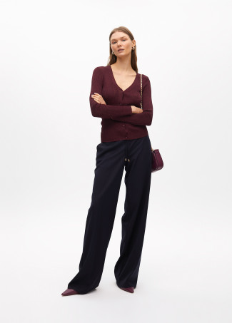 Fitted ribbed shimmer cardigan