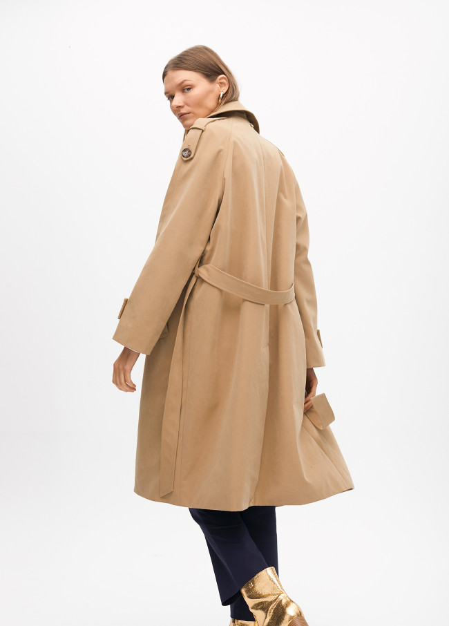 Trench Longue Sergé Double-Boutonnage