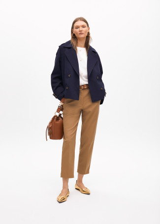 Trench Corto Doppiopetto in Gabardine