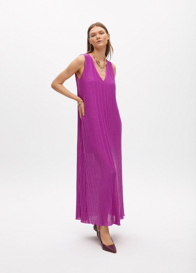 Vestido de tirantes plisado