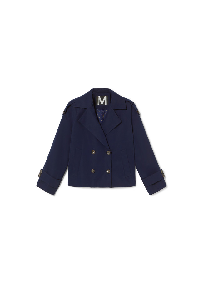 Trench Corto Doppiopetto in Gabardine