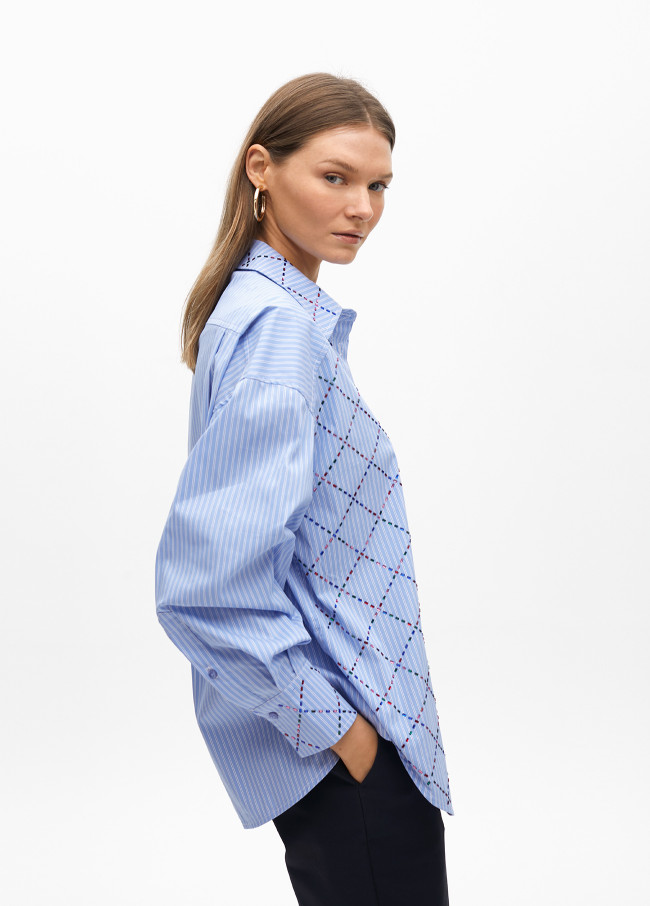 Chemise Rayée avec Strass