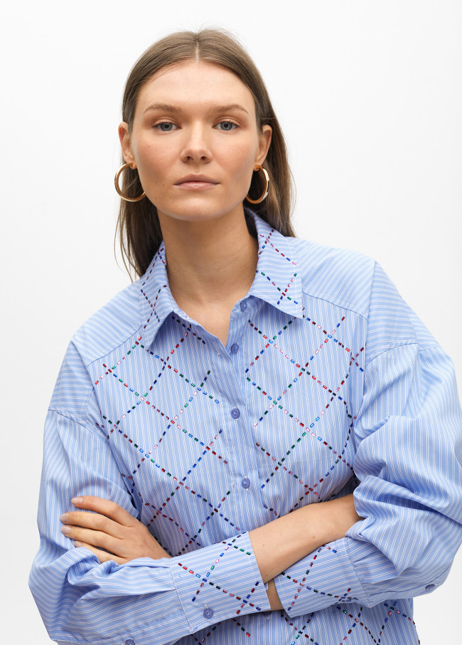 Straight fit striped shirt with colourful...