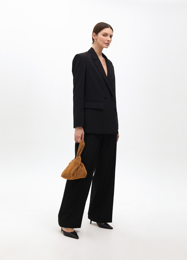 Pantalón recto con strass