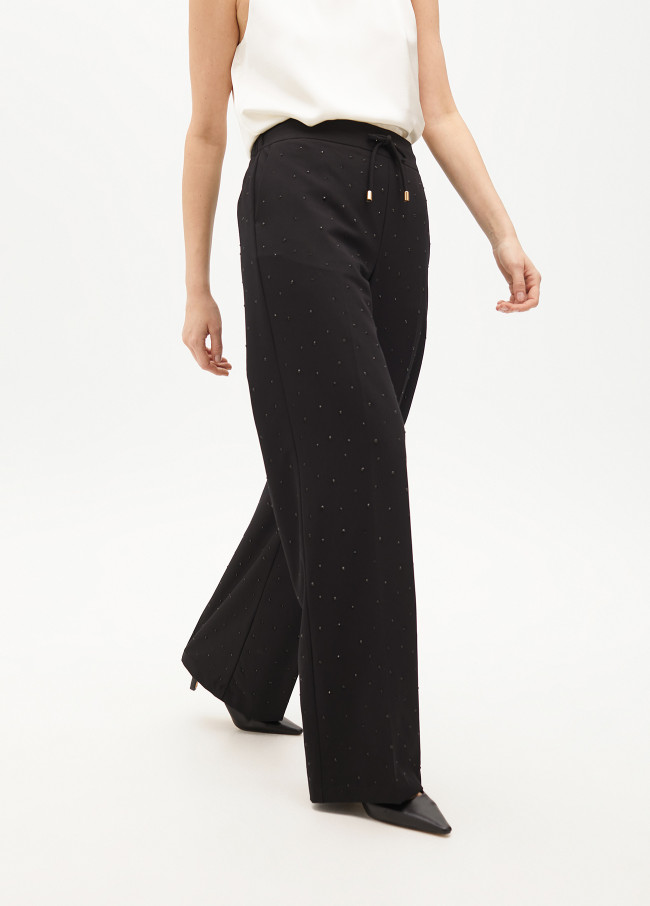 Pantalón recto con strass