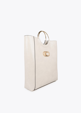 Shopper écru avec poignée métallique