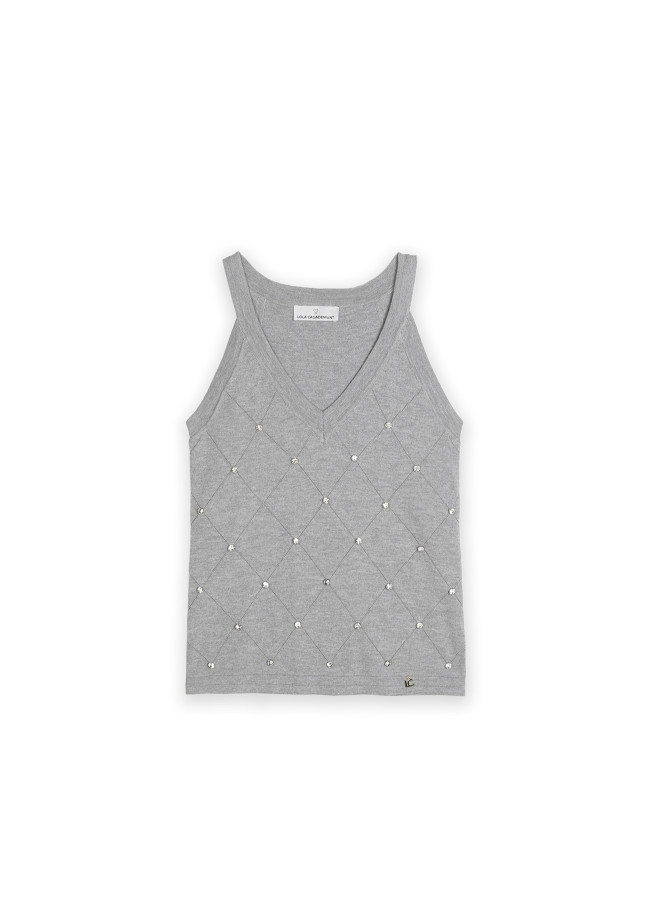 Top with rhinestone detail