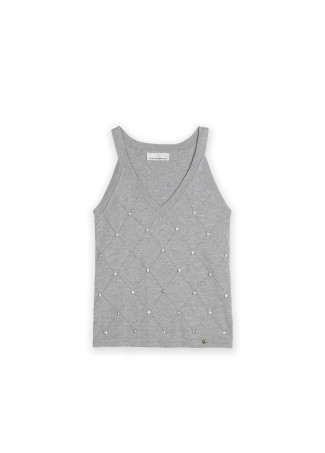 Top with rhinestone detail