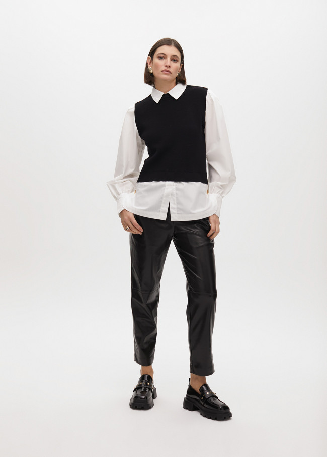 Calças Jogger Efeito Pele