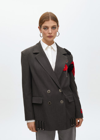 Oversize double-breasted blazer with patch details
