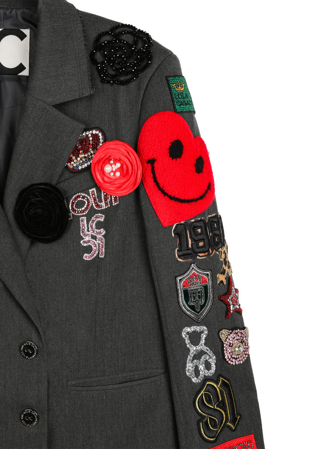 Oversize double-breasted blazer with patch details