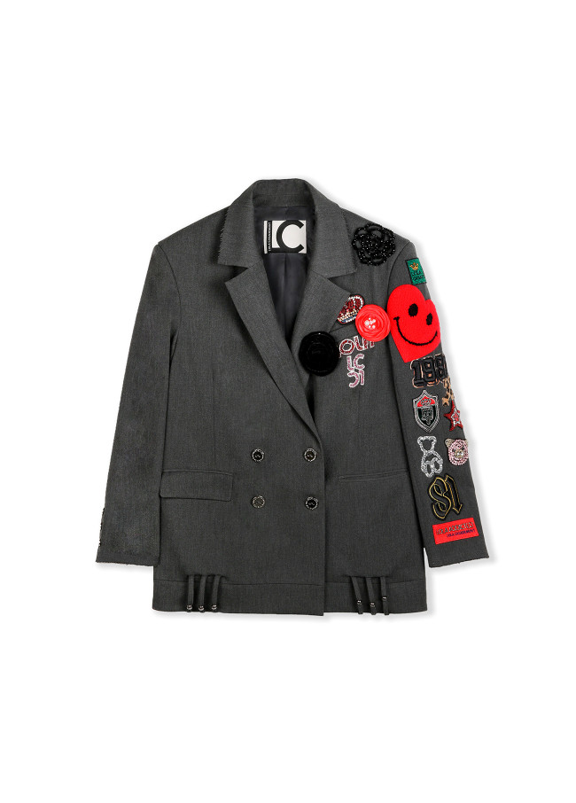 Oversize double-breasted blazer with patch details