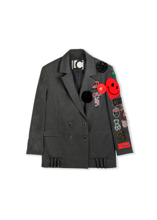 Oversize double-breasted blazer with patch details