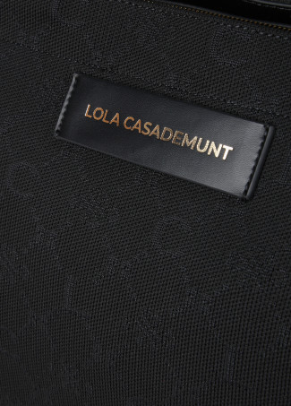 Borsa shopper media in tessuto a monogrammi