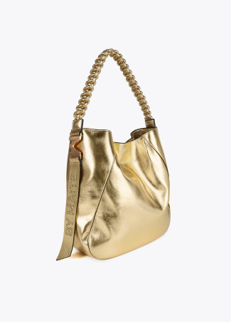 Faux leather tote bag with braided strap