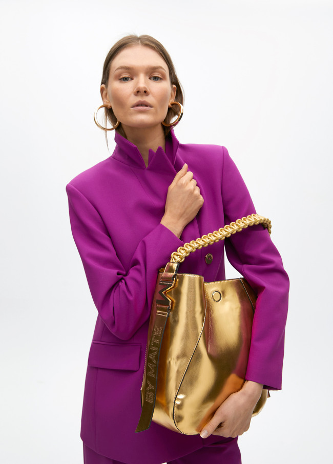 Shopper effet cuir poignée tressée