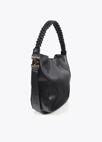 Faux leather tote bag with braided strap