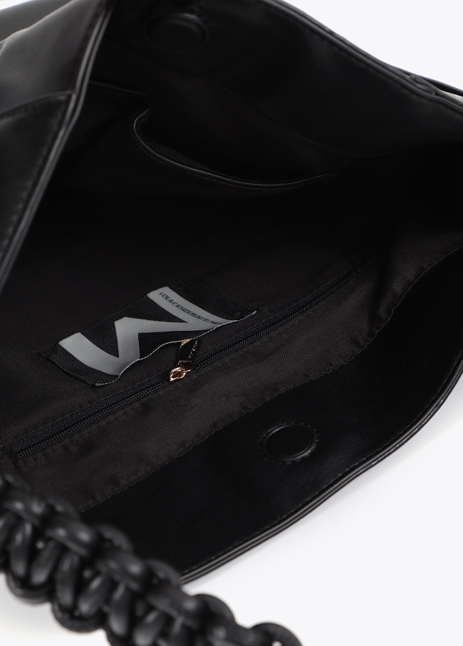 Faux leather tote bag with braided strap