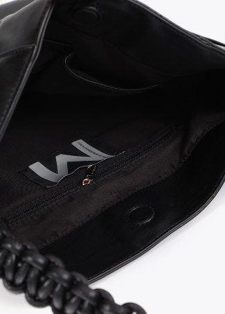 Faux leather tote bag with braided strap