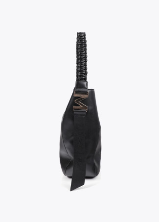 Faux leather tote bag with braided strap