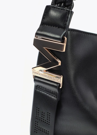 Faux leather tote bag with braided strap