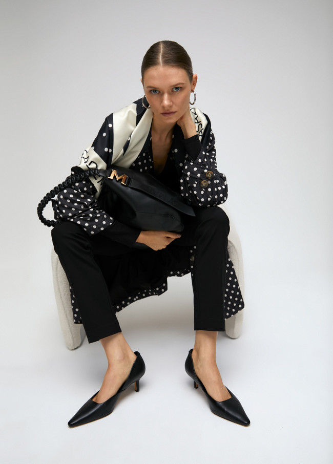 Faux leather tote bag with braided strap