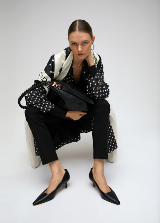 Faux leather tote bag with braided strap