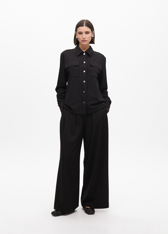 Pantalon à Rayures Diplomatiques Lamé à Pinces