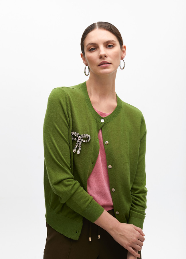 Cardigan Deux Pièces avec Nœud Bijou