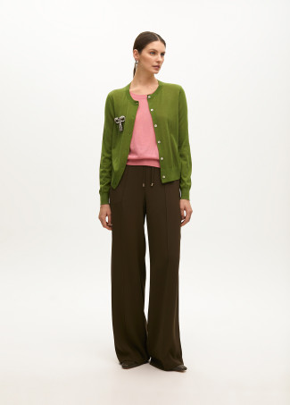 Cardigan efecto dos piezas con joya lazo