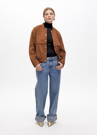 Pantalon Large à Détails Boutons