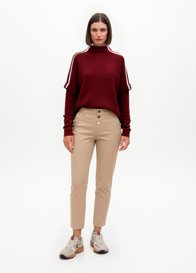 Waxed flared trousers