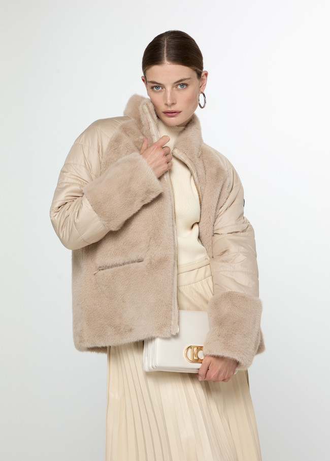 Feather and Fur Combined Coat