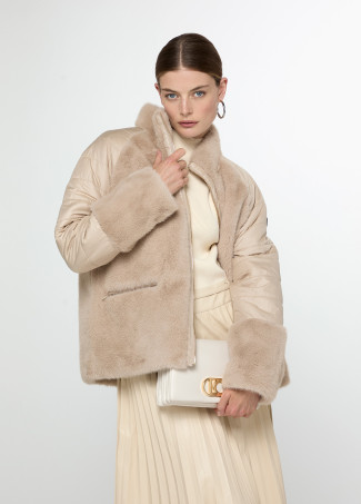 Feather and Fur Combined Coat