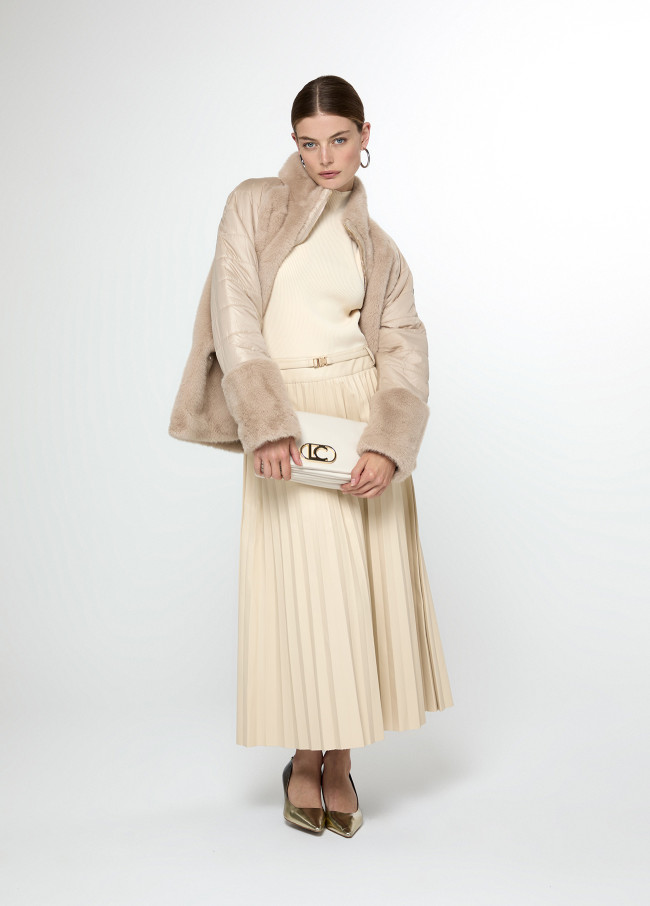 Feather and Fur Combined Coat